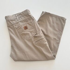 Carhartt Loose Fit Canvas Carpenter Pants 42 x 30 Beige Khaki B159 Mens Workwear